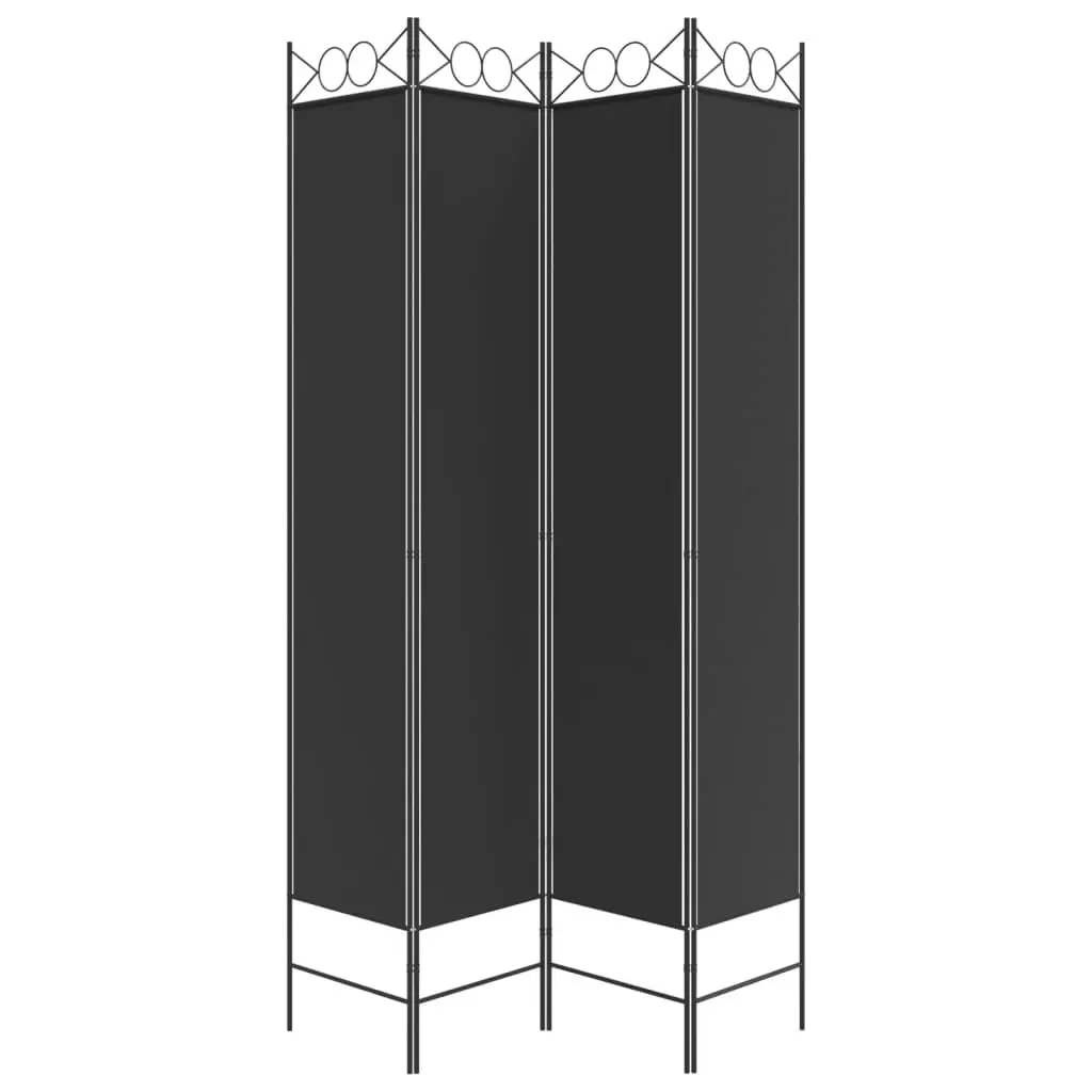 4-Panel Room Divider Black 160x220 cm Fabric 350169