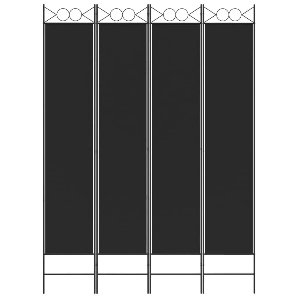 4-Panel Room Divider Black 160x220 cm Fabric 350169