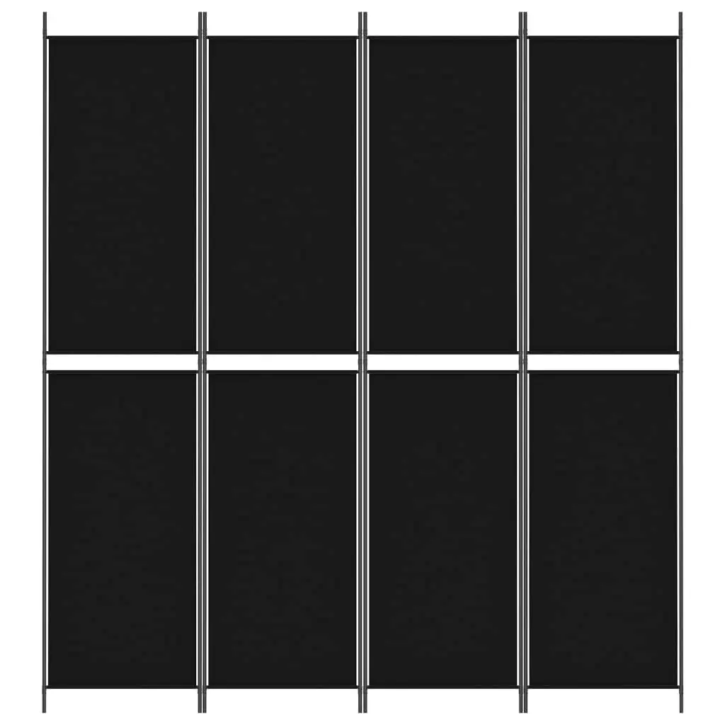 4-Panel Room Divider Black 200x220 cm Fabric 350249