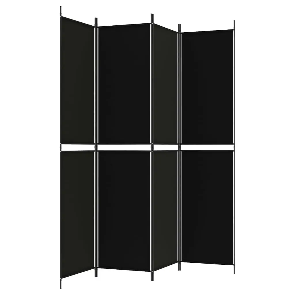 4-Panel Room Divider Black 200x220 cm Fabric 350249