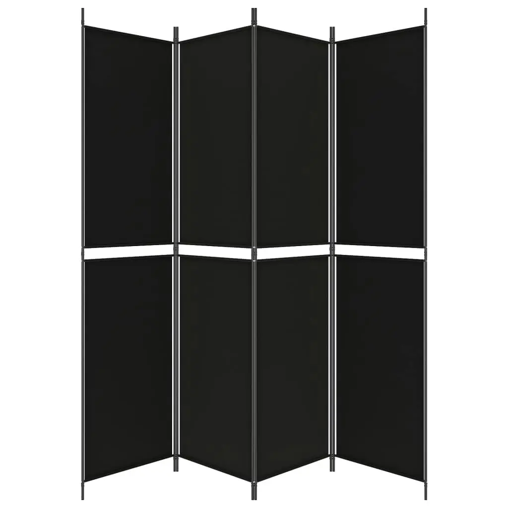 4-Panel Room Divider Black 200x220 cm Fabric 350249