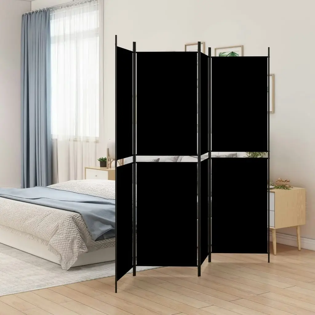 4-Panel Room Divider Black 200x200 cm Fabric 350233