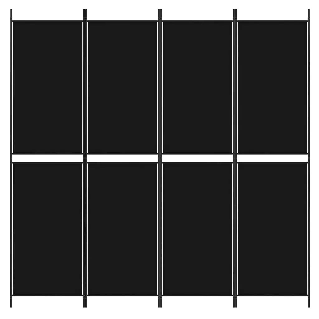 4-Panel Room Divider Black 200x200 cm Fabric 350233