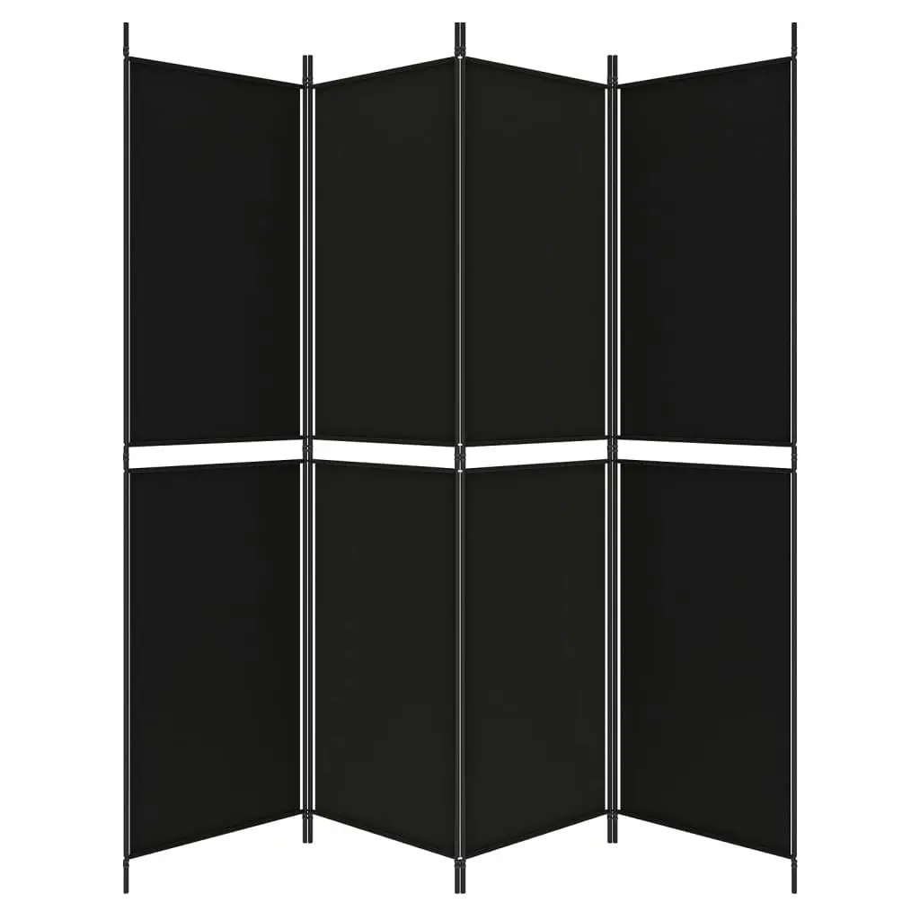 4-Panel Room Divider Black 200x200 cm Fabric 350233