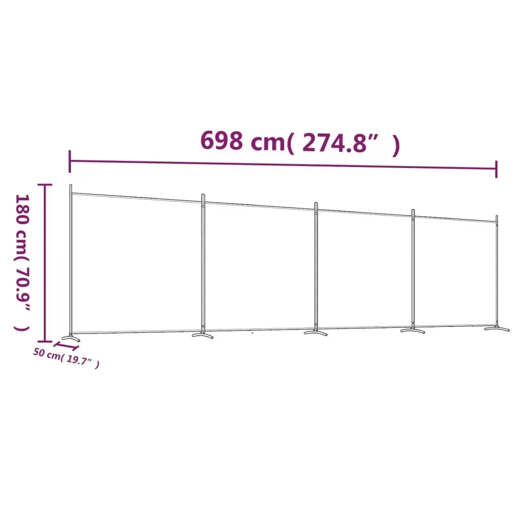 4-Panel Room Divider Anthracite 698x180 cm Fabric 350284