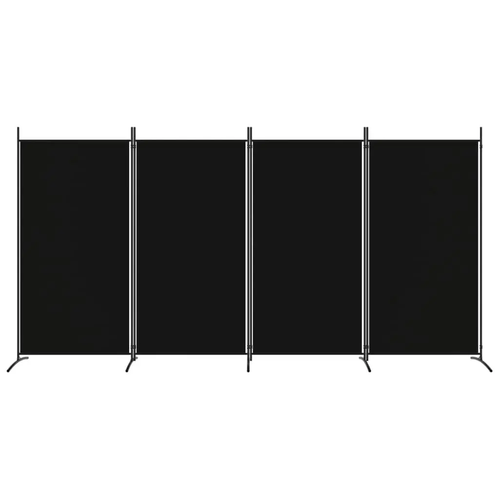 4-Panel Room Divider Black 346x180 cm Fabric 350265