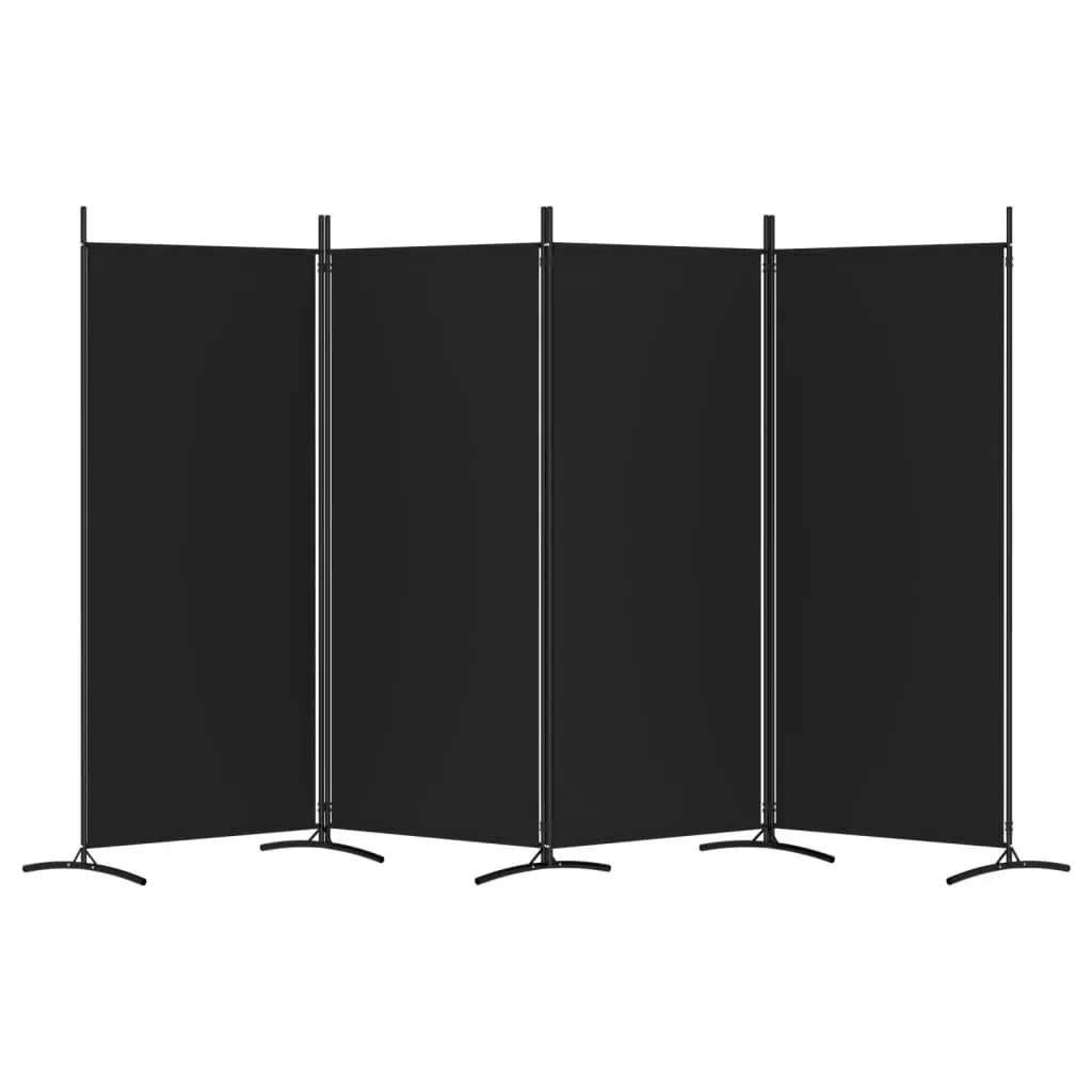 4-Panel Room Divider Black 346x180 cm Fabric 350265