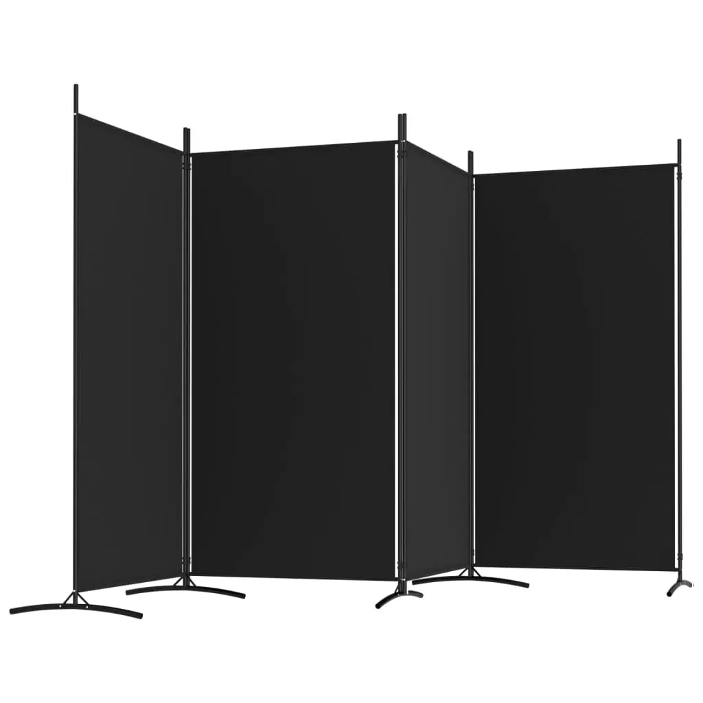 4-Panel Room Divider Black 346x180 cm Fabric 350265