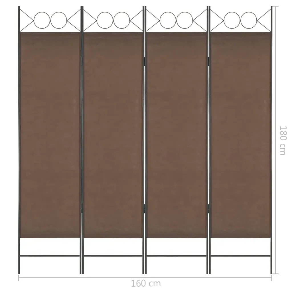 4-Panel Room Divider Brown 160x180 cm 280236