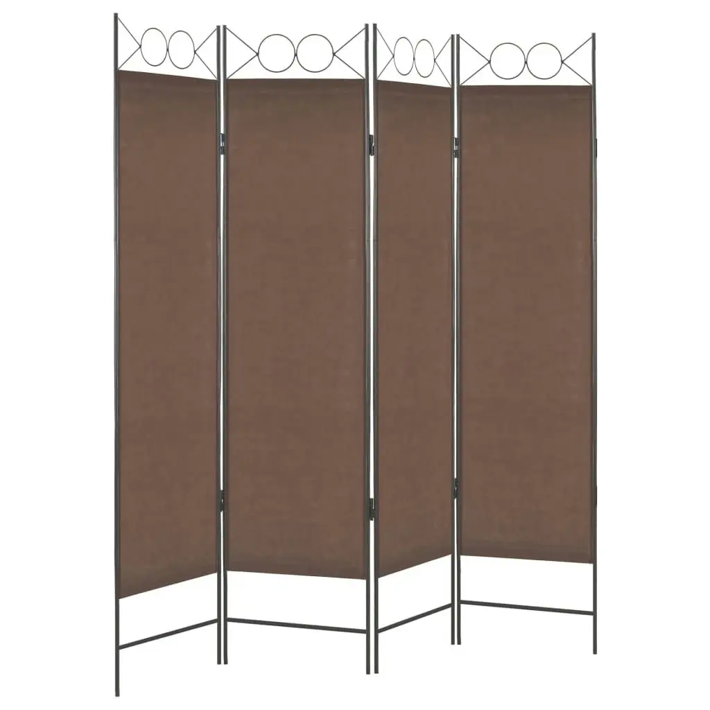 4-Panel Room Divider Brown 160x180 cm 280236