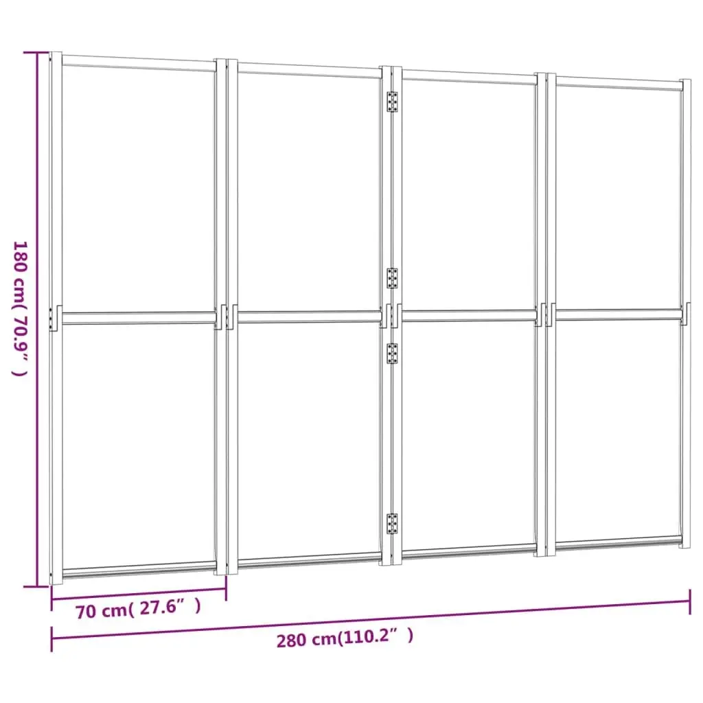 4-Panel Room Divider Black 280x180 cm 319180