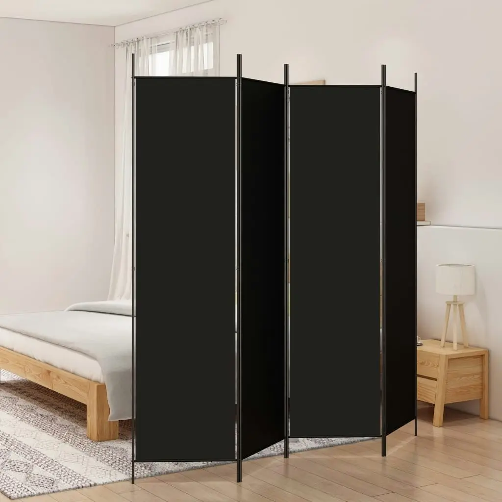 4-Panel Room Divider Black 200x200 cm Fabric 350185