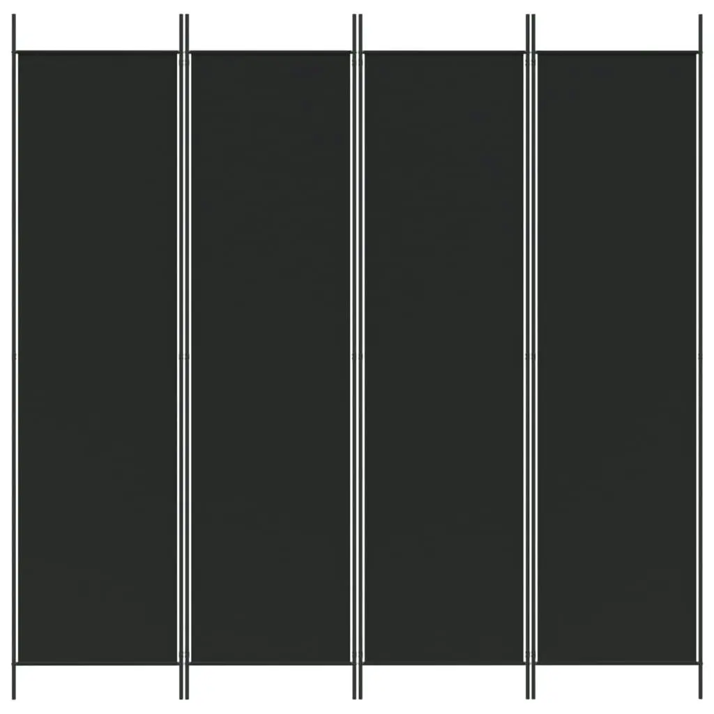 4-Panel Room Divider Black 200x200 cm Fabric 350185