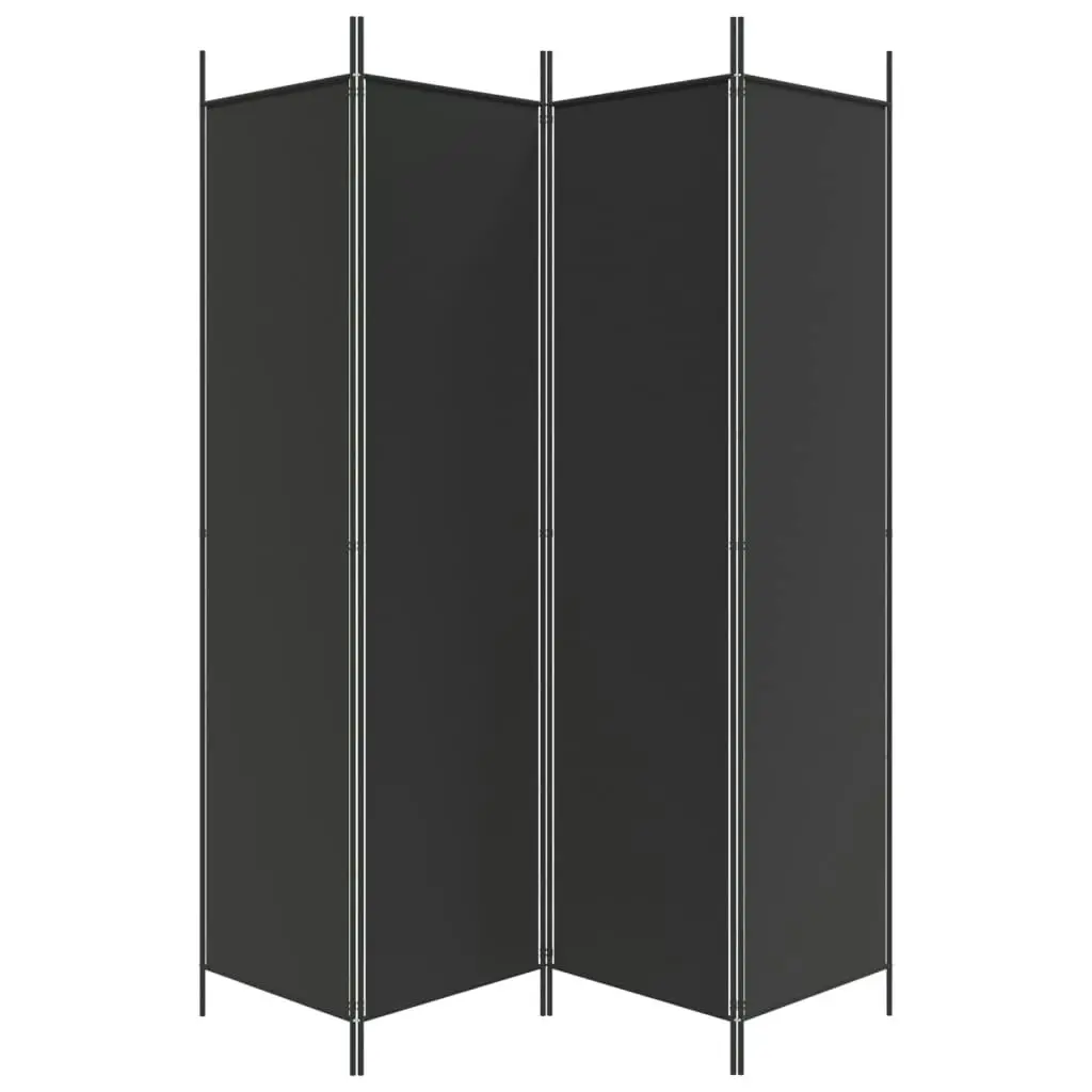 4-Panel Room Divider Black 200x200 cm Fabric 350185