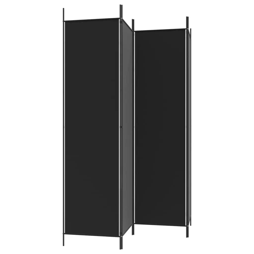 4-Panel Room Divider Black 200x200 cm Fabric 350185