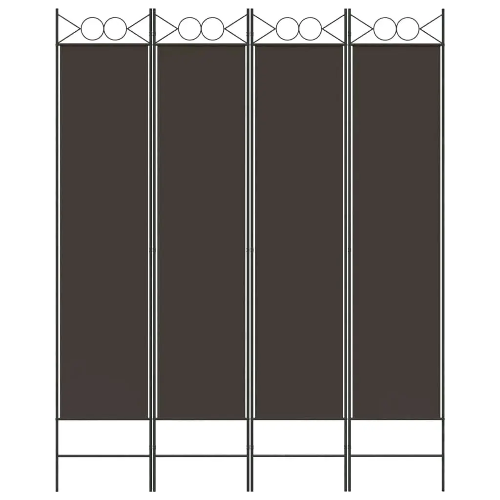 4-Panel Room Divider Brown 160x200 cm Fabric 350151