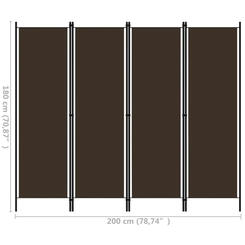 4-Panel Room Divider Brown 200x180 cm 320720