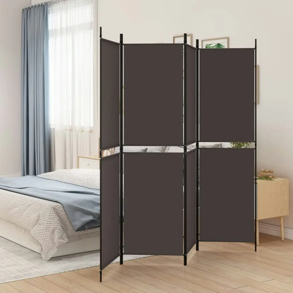 4-Panel Room Divider Brown 200x180 cm Fabric 350215