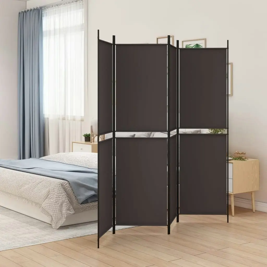 4-Panel Room Divider Brown 200x200 cm Fabric 350231