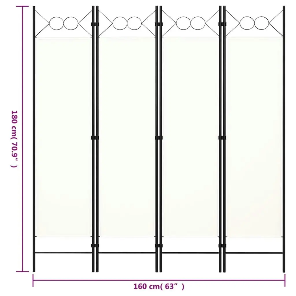 4-Panel Room Divider White 160x180 cm 320706