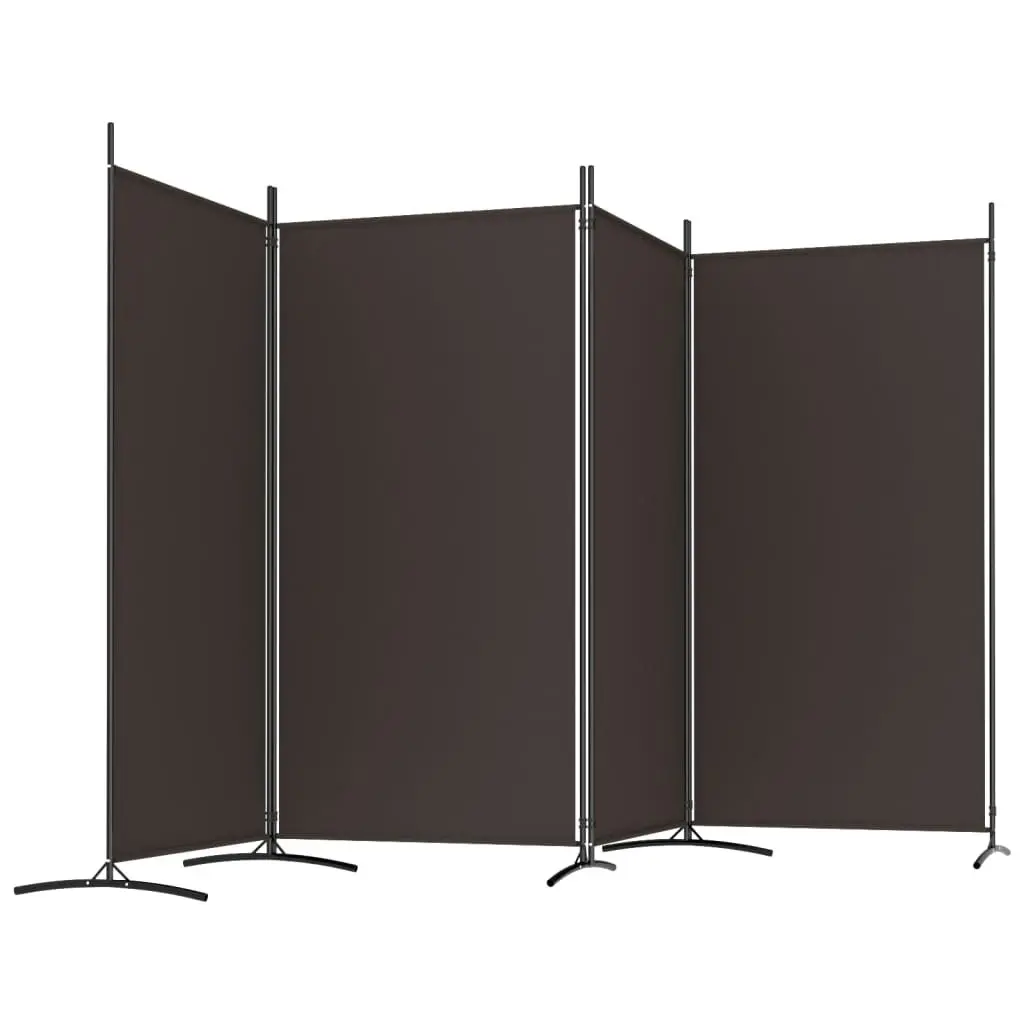 4-Panel Room Divider Brown 346x180 cm Fabric 350263