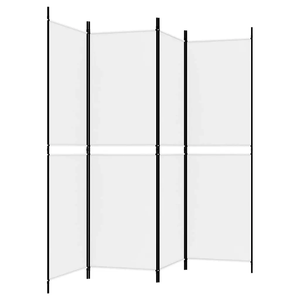 4-Panel Room Divider White 200x180 cm Fabric 350214