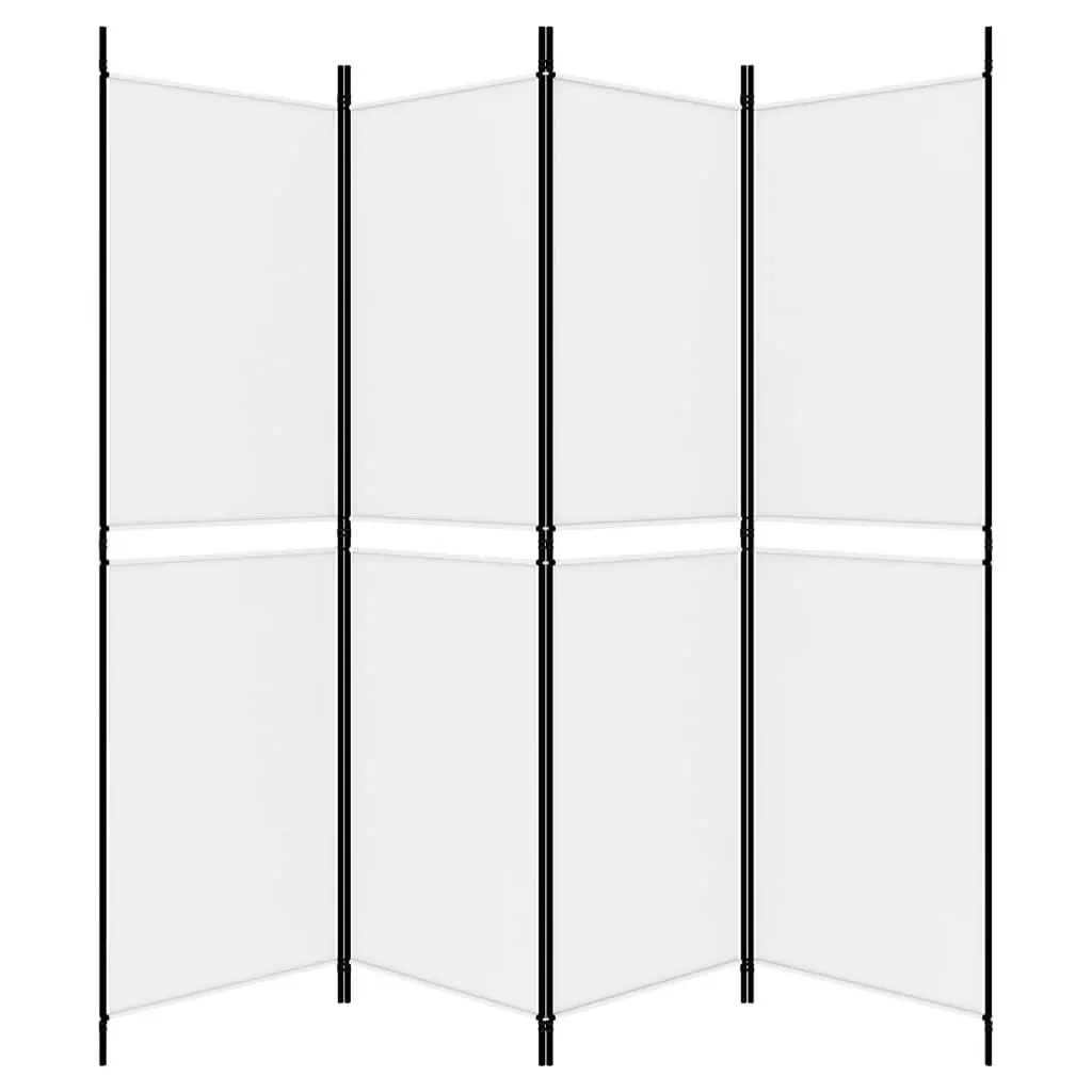 4-Panel Room Divider White 200x180 cm Fabric 350214