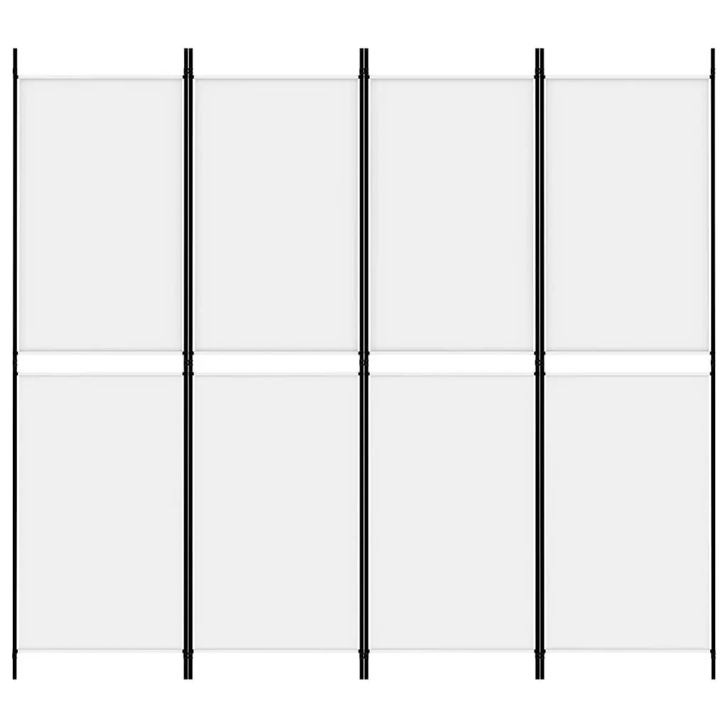 4-Panel Room Divider White 200x180 cm Fabric 350214