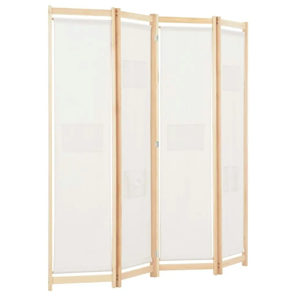 4-Panel Room Divider Cream 160x170x4 cm Fabric 248173