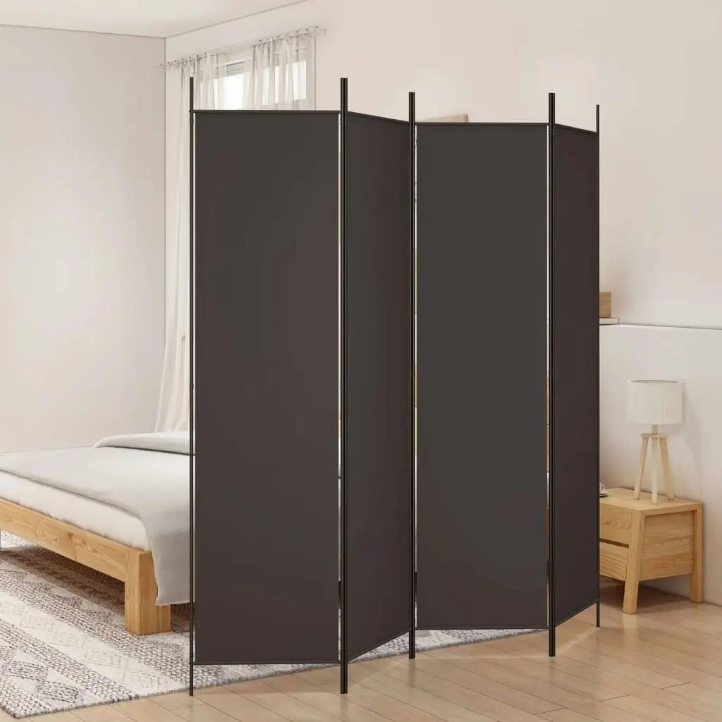 4-Panel Room Divider Brown 200x200 cm Fabric 350183