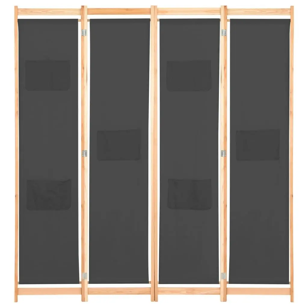 4-Panel Room Divider Grey 160x170x4 cm Fabric 248176