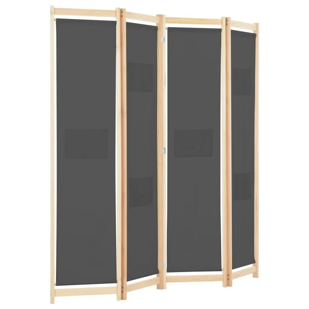 4-Panel Room Divider Grey 160x170x4 cm Fabric 248176