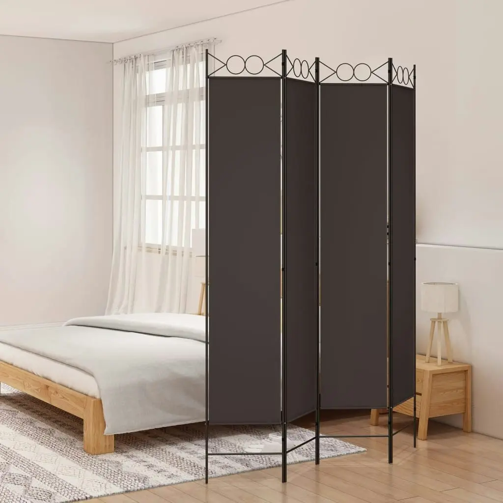 4-Panel Room Divider Brown 160x220 cm Fabric 350167