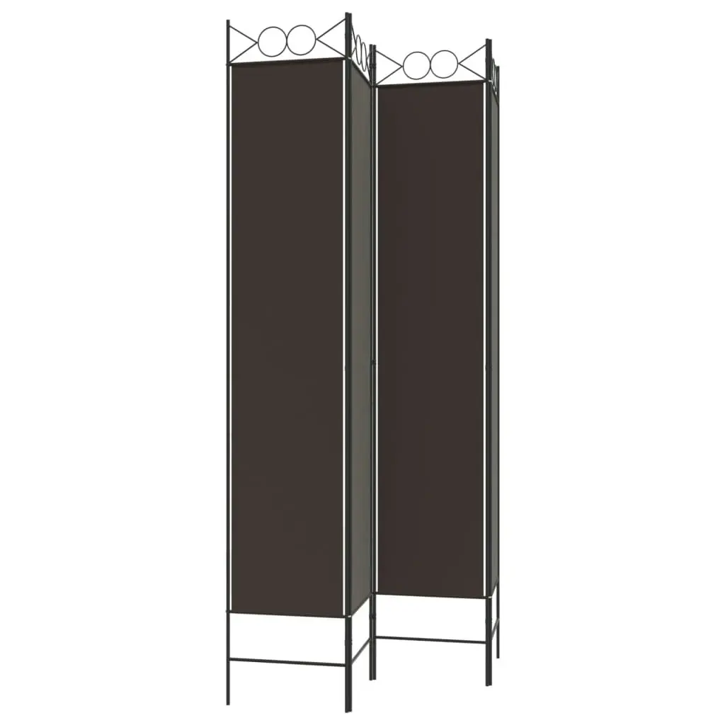 4-Panel Room Divider Brown 160x220 cm Fabric 350167