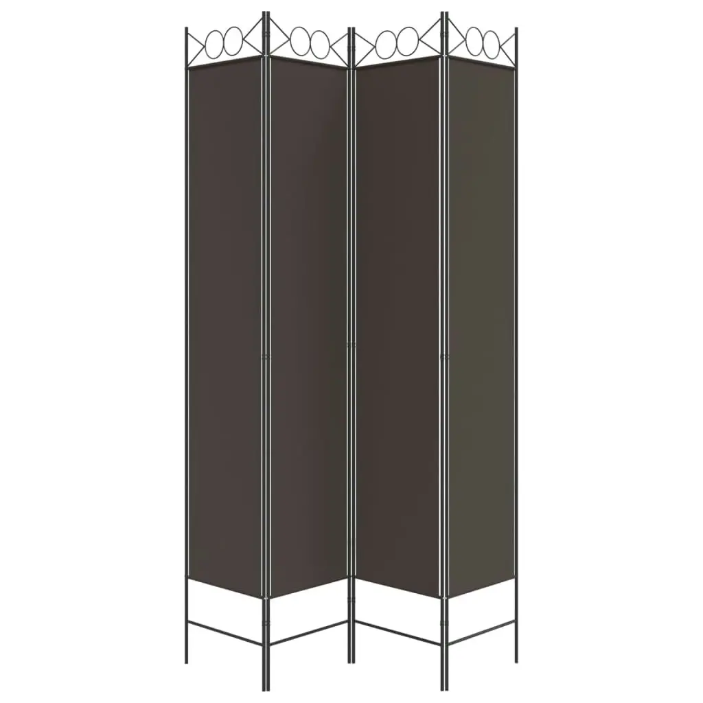 4-Panel Room Divider Brown 160x220 cm Fabric 350167