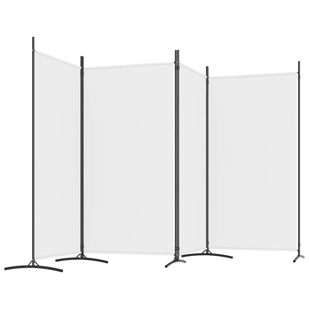 4-Panel Room Divider White 346x180 cm Fabric 350262