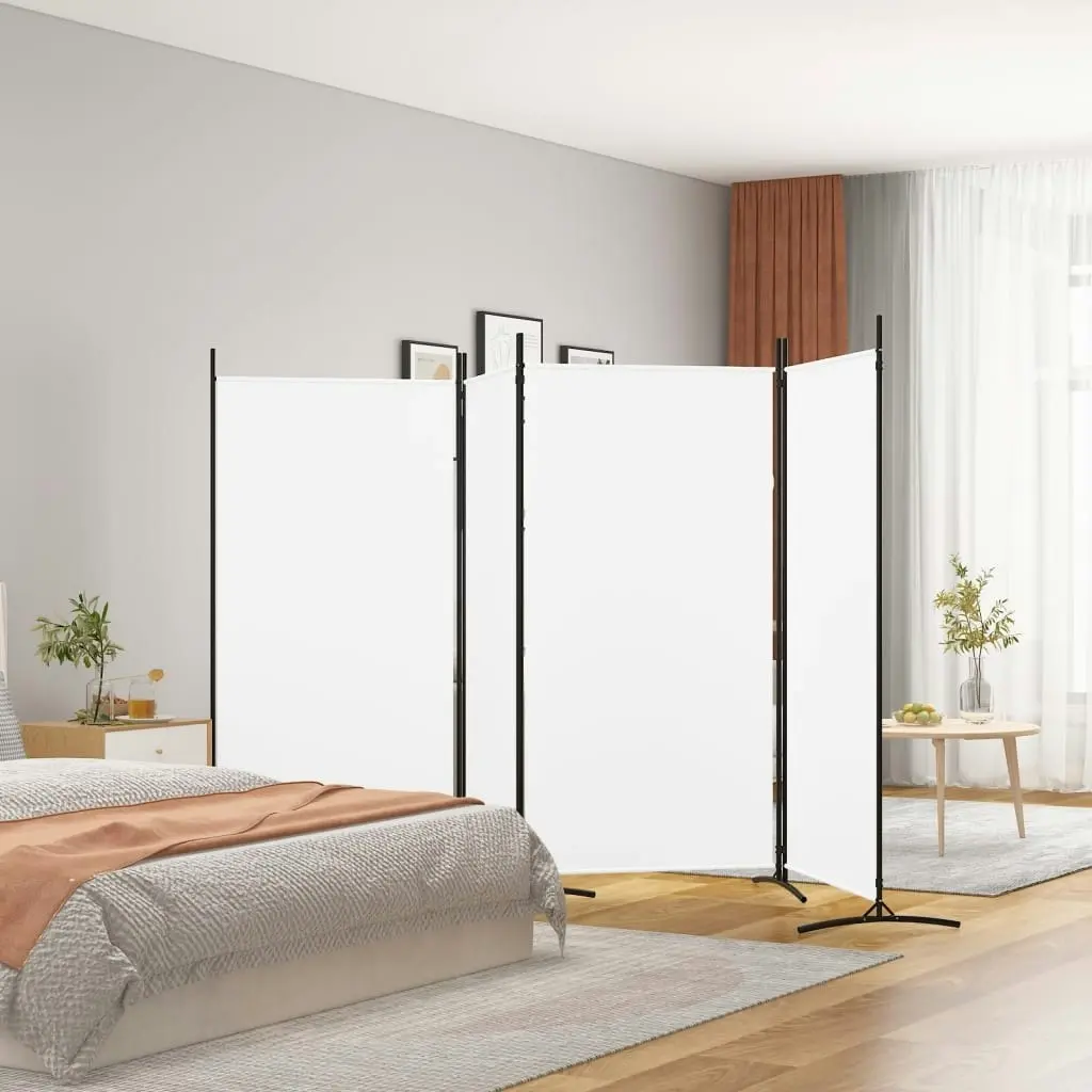 4-Panel Room Divider White 346x180 cm Fabric 350262