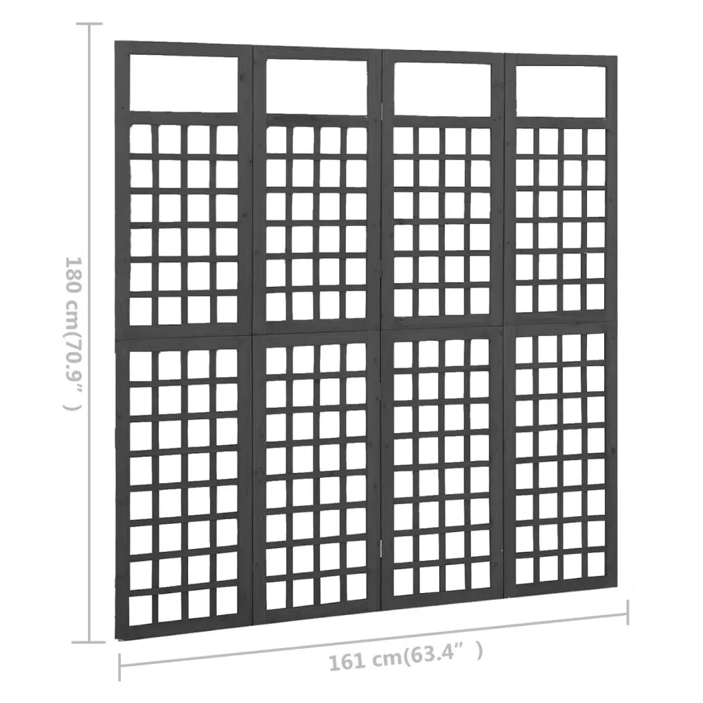 4-Panel Room Divider/Trellis Solid Fir Wood Black 161x180 cm 316483