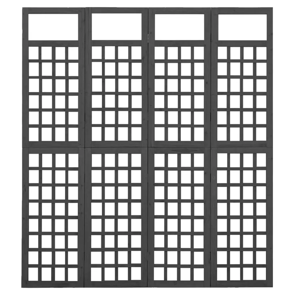 4-Panel Room Divider/Trellis Solid Fir Wood Black 161x180 cm 316483