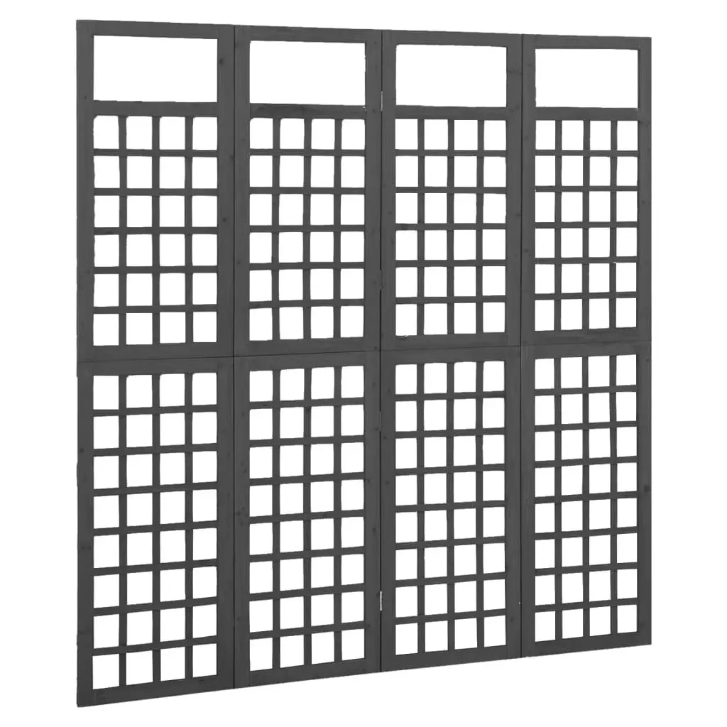 4-Panel Room Divider/Trellis Solid Fir Wood Black 161x180 cm 316483