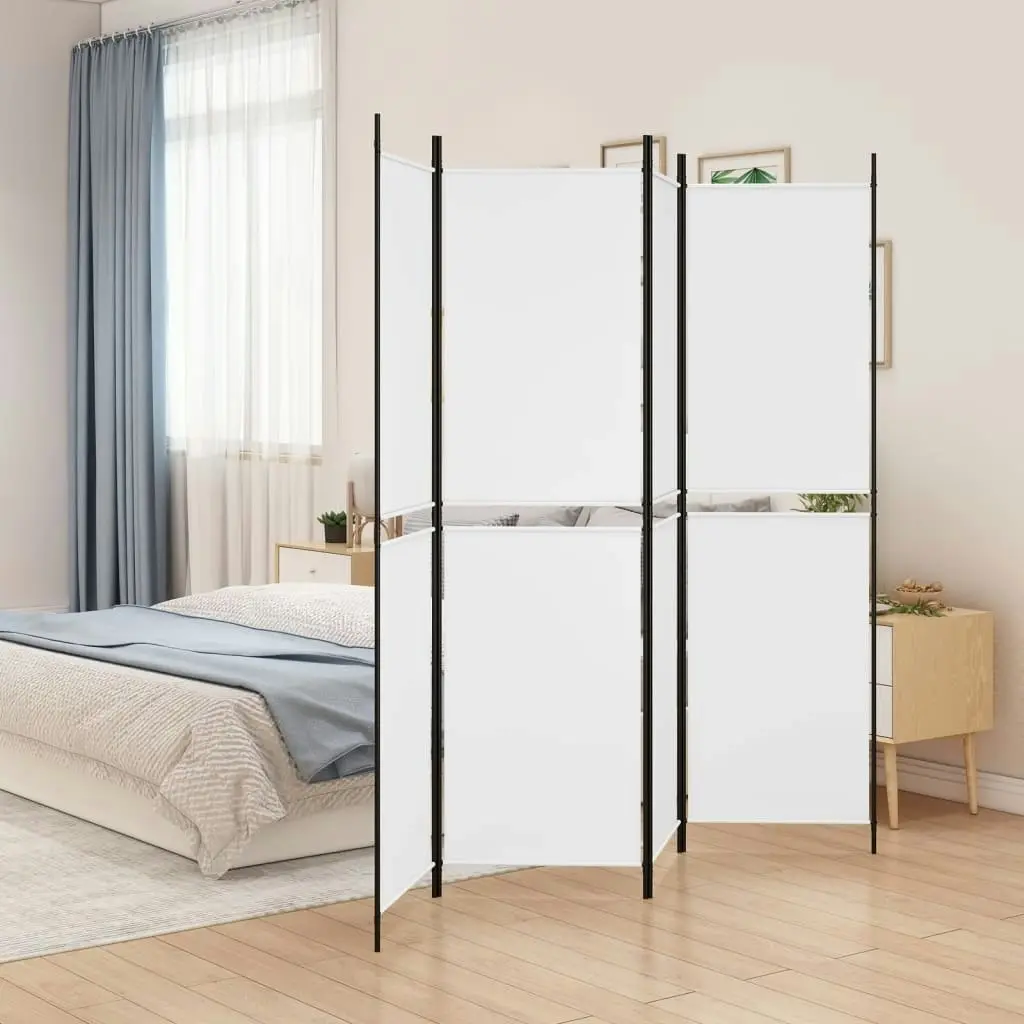 4-Panel Room Divider White 200x200 cm Fabric 350230