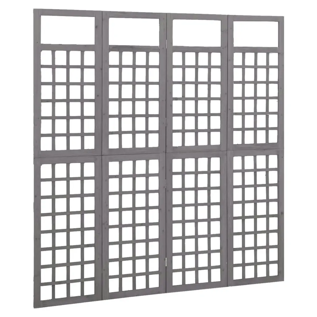 4-Panel Room Divider/Trellis Solid Fir Wood Grey 161x180 cm 316487