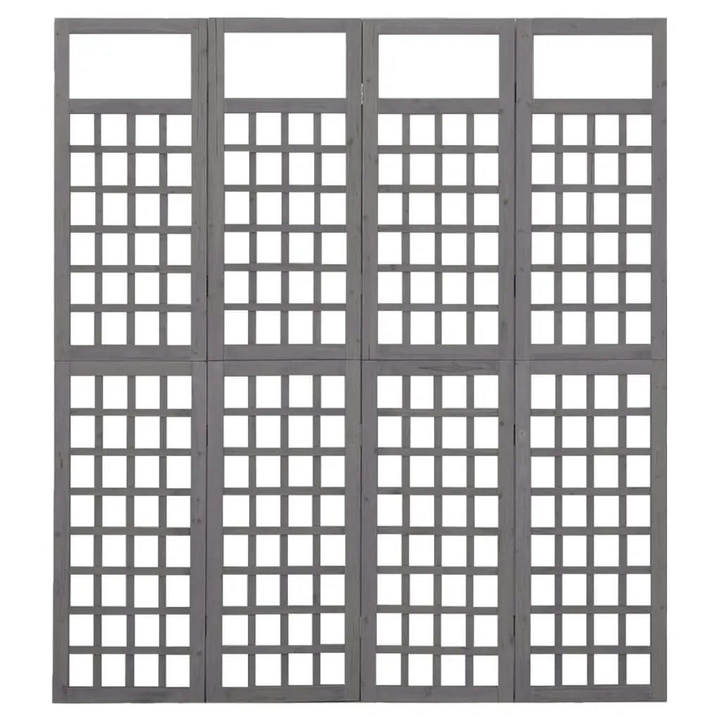 4-Panel Room Divider/Trellis Solid Fir Wood Grey 161x180 cm 316487