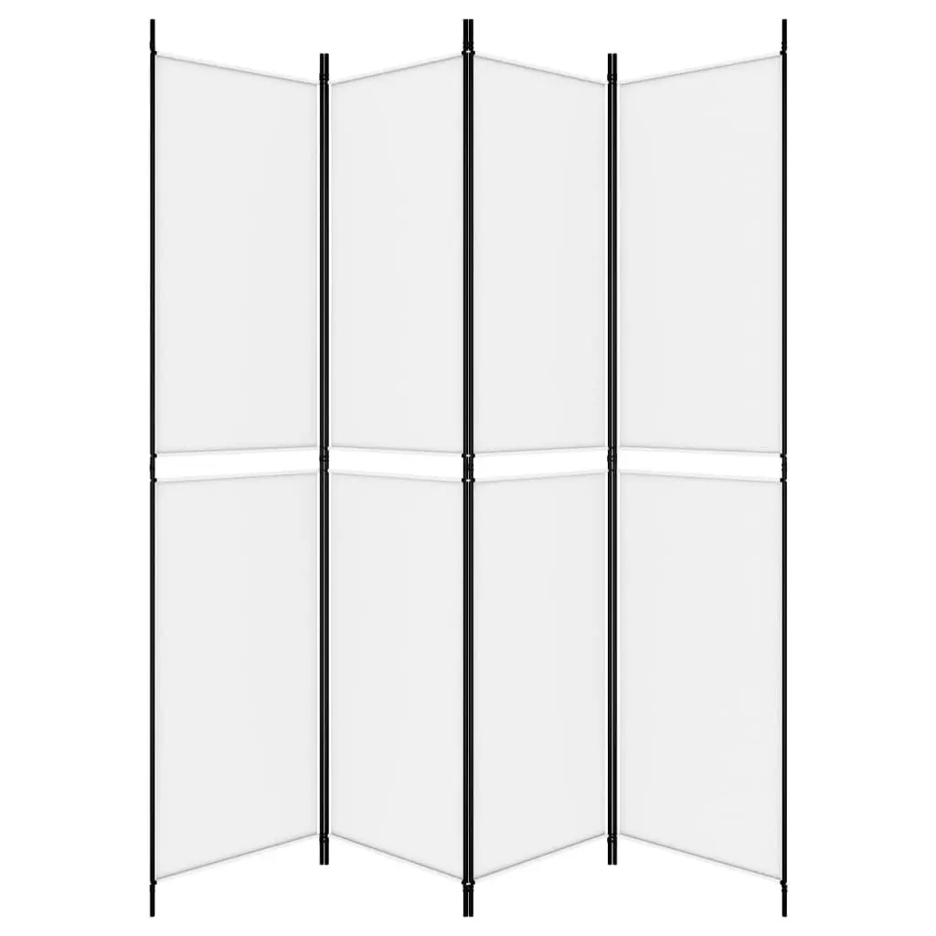 4-Panel Room Divider White 200x220 cm Fabric 350246