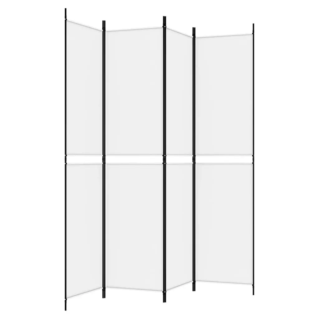 4-Panel Room Divider White 200x220 cm Fabric 350246