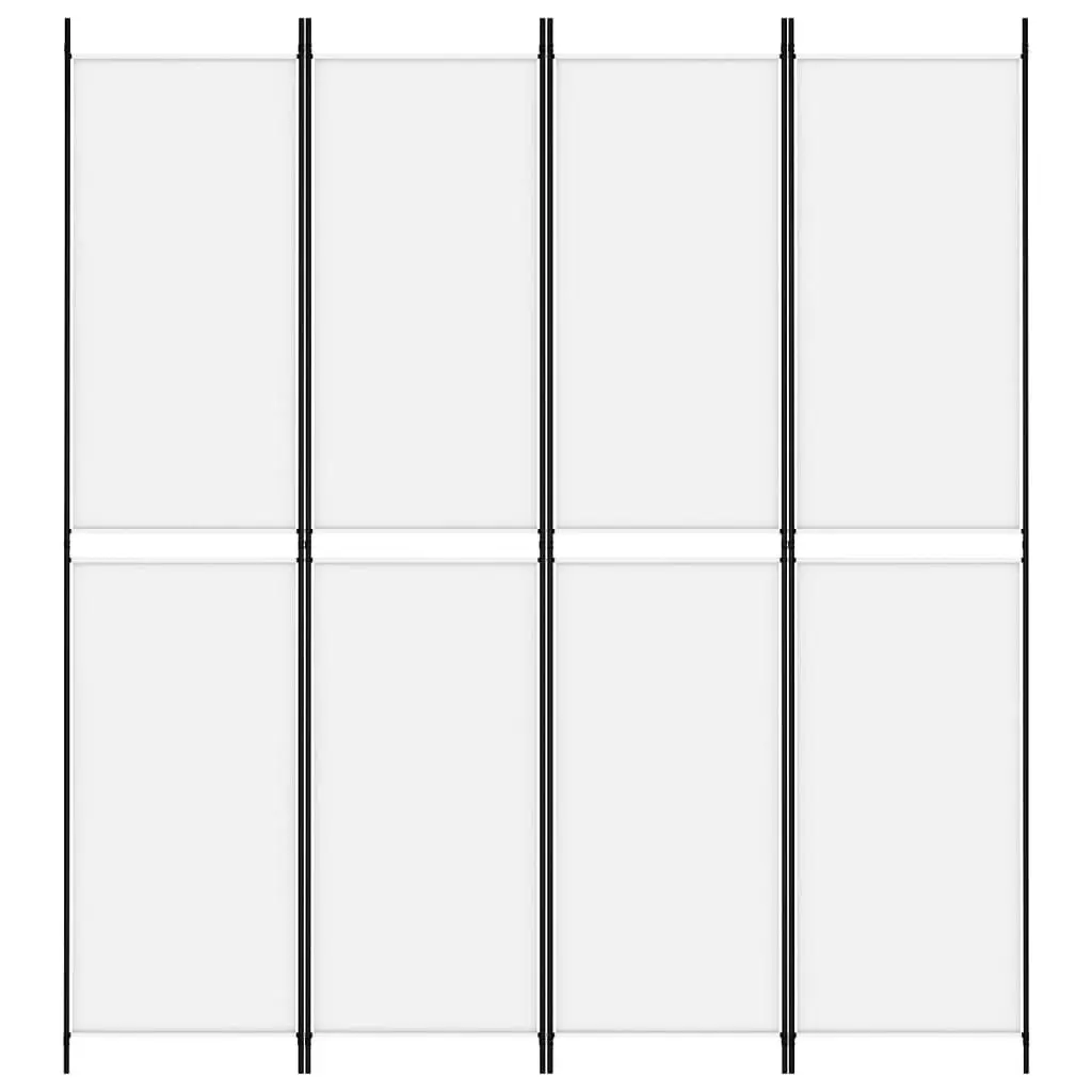 4-Panel Room Divider White 200x220 cm Fabric 350246