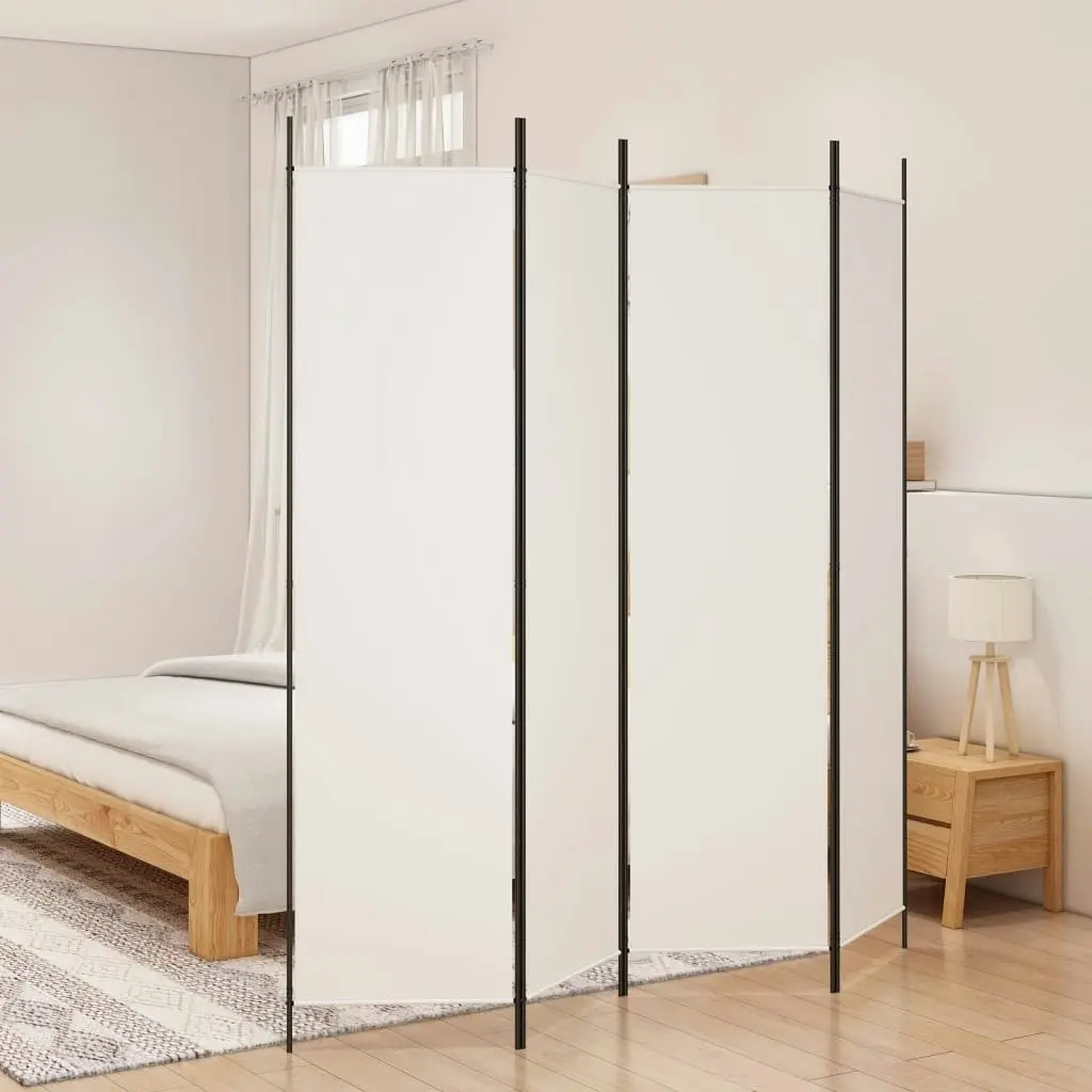 4-Panel Room Divider White 200x200 cm Fabric 350182