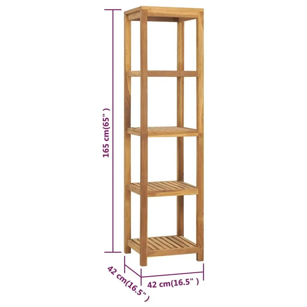 4-Tier Bathroom Storage Rack Solid Wood Teak 42x42x165 cm 318484