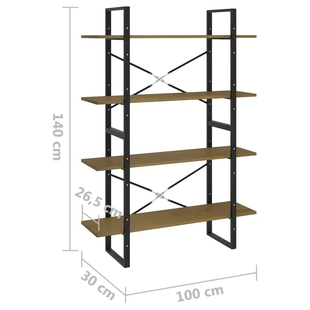 4-Tier Book Cabinet 100x30x140 cm Solid Pine Wood 806485