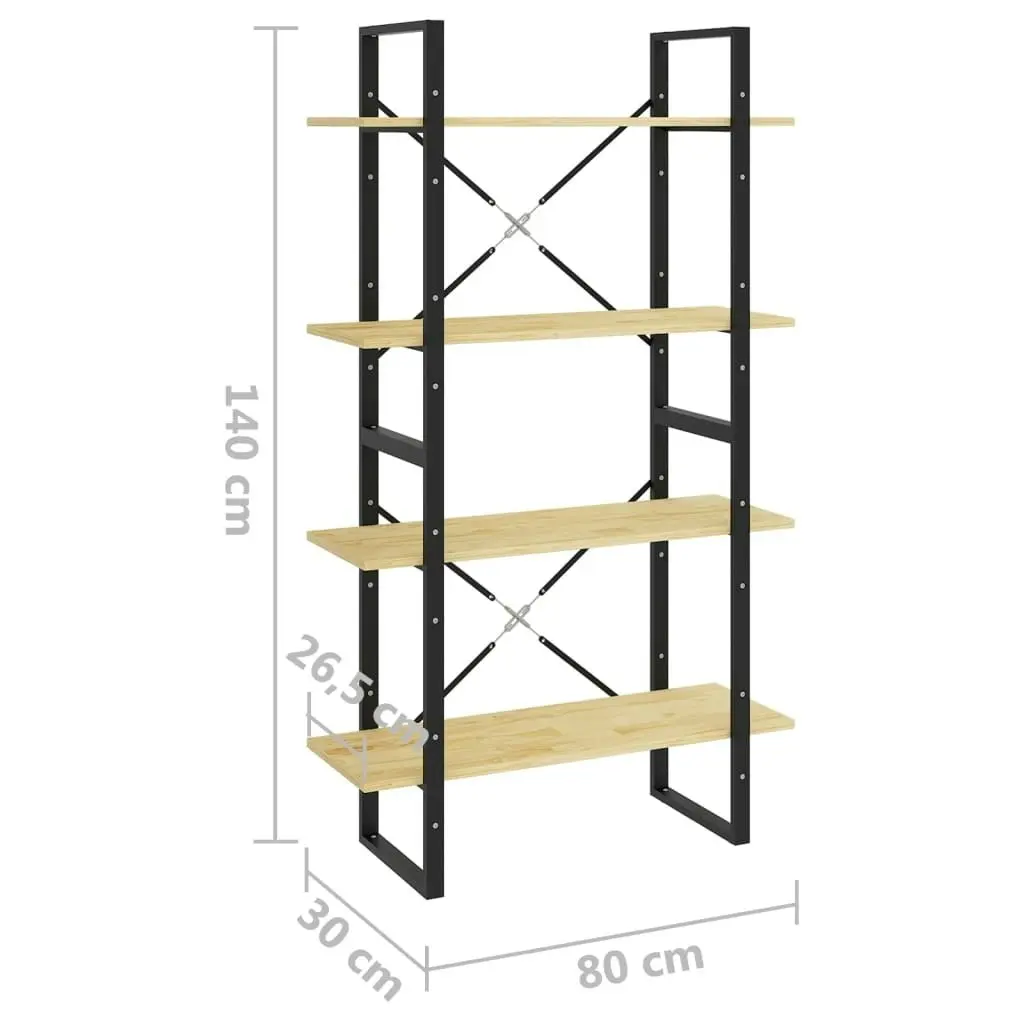 4-Tier Book Cabinet 80x30x140 cm Solid Pine Wood 806462